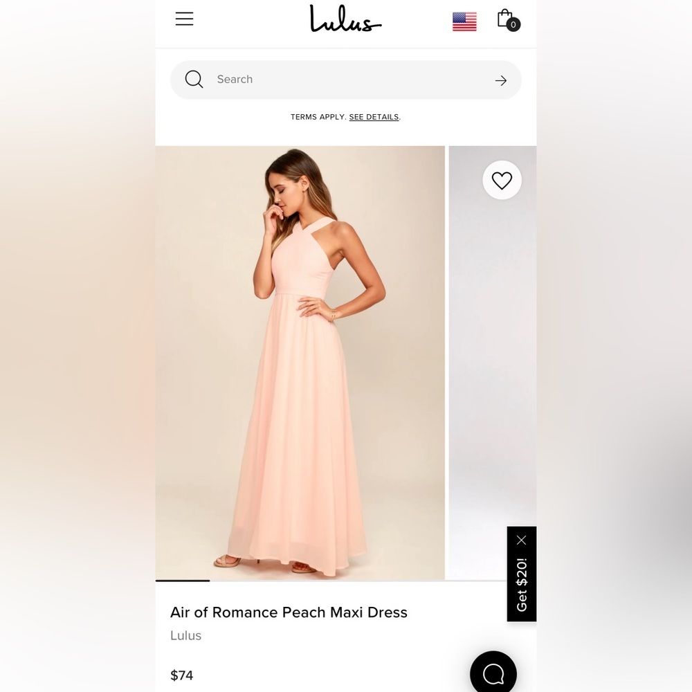 NWT Lulu’s Air of Romance Peach dress